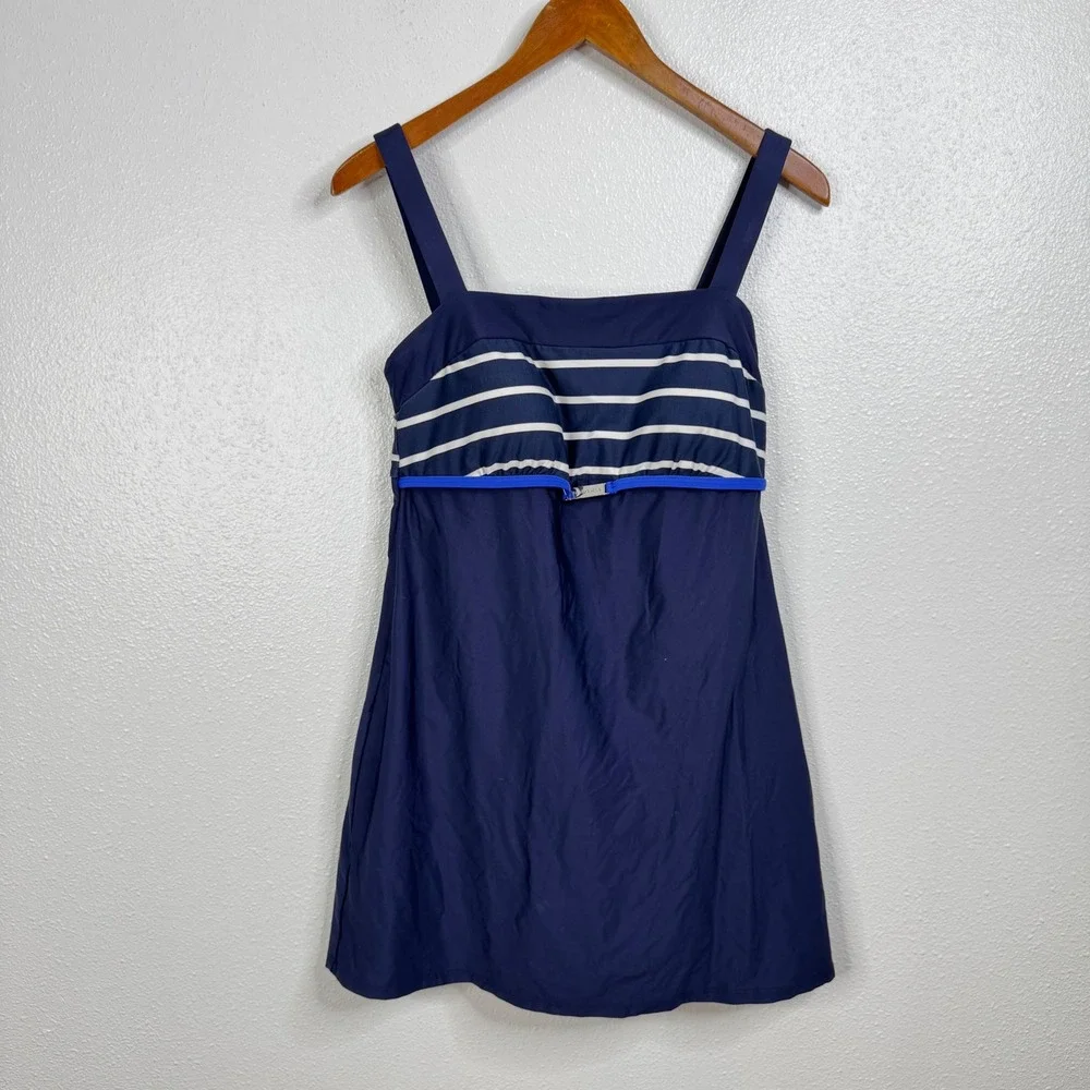 Nautica Blue Stripe One Piece Swimsuit Size 8‎